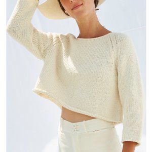 Apiece Apart Cropped Oversized Knit Sweater In Heather Grey